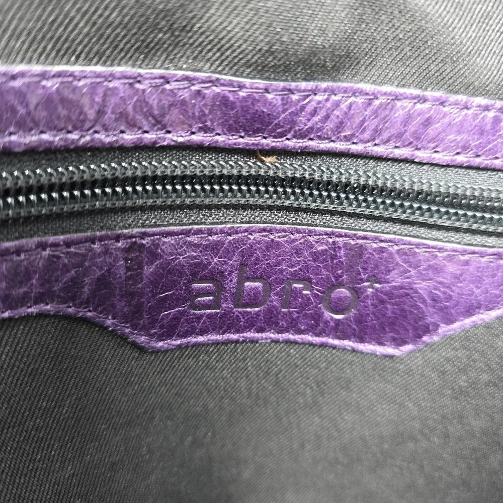 Abro Handbag Women Medium Purple Croc Embossed Leather Satchel Top Handle
